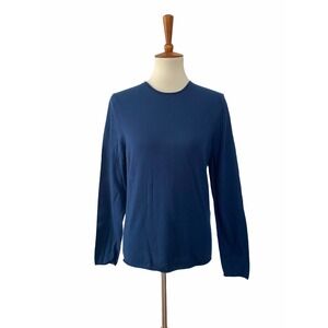 Sandro Crewneck Sweater Pullover Silk Blend Long Sleeve Blue S Small